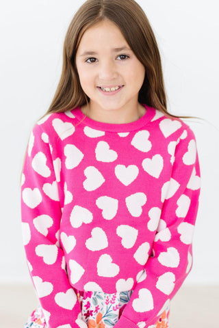 Hot Pink Hearts Sweater - The Milk Moustache