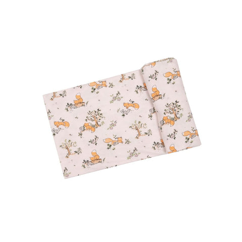 Baby Foxes Swaddle Blanket - Pink - The Milk Moustache
