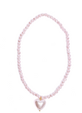 Pink Pearl Heart Necklace - The Milk Moustache