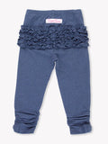 Faux Denim Ruched Bow Leggings
