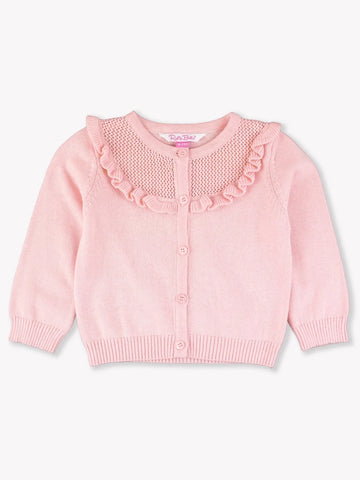 Light Pink Ruffle Trim Cardigan