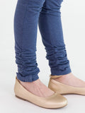 Faux Denim Ruched Bow Leggings