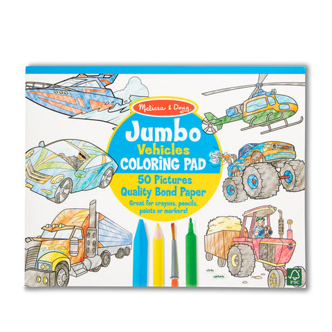 Jumbo Coloring Pad - Vehicles - The Milk Moustache