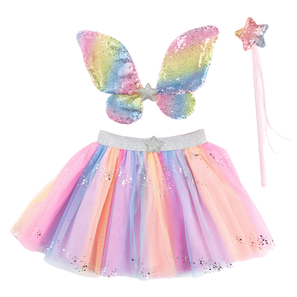 Rainbow Sequins Skirt, Wings, & Wand Set - The Milk Moustache