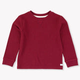Waffle Knit Crew Neck - Dark Cherry