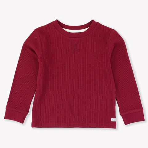 Waffle Knit Crew Neck - Dark Cherry