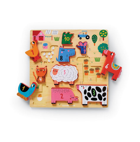 10-Piece Stacking Wood Puzzle - 123 Barnyard - The Milk Moustache