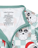 Bamboo Zip Romper - Checkered Santa