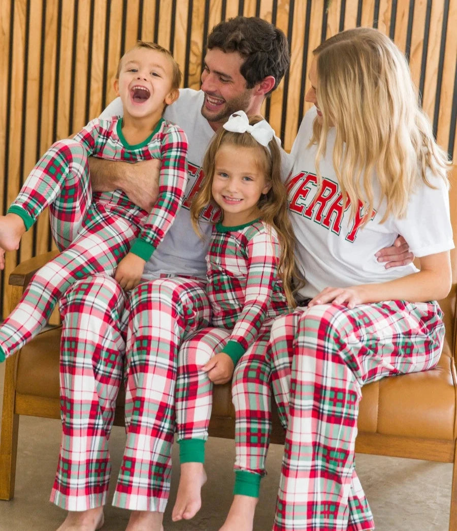 Plaid pajama pants for family on sale