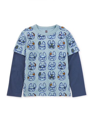 Tea Collection Layered Sleeve Long Sleeve Tee - French Bulldogs - The Milk Moustache