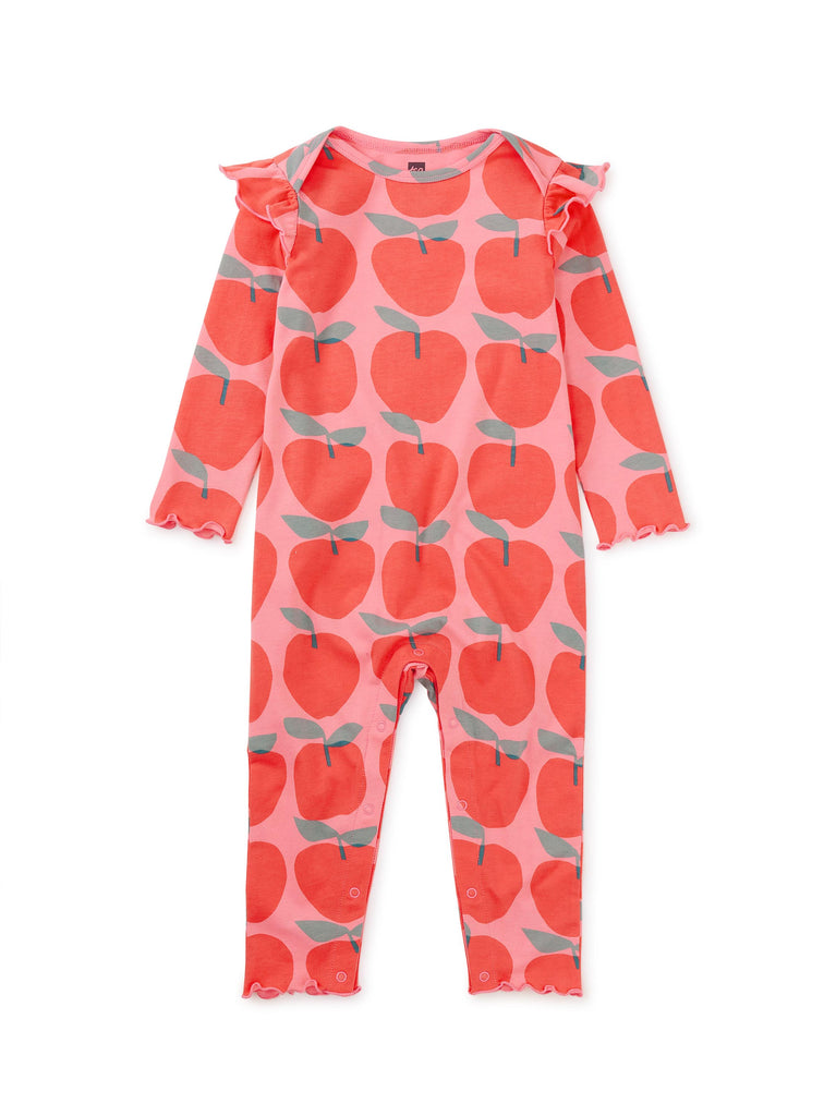 Tea Collection Ruffle Baby Romper - Normandy Apples - The Milk Moustache