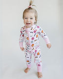 Bamboo Zip Romper - Retro Ghost