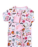 Bamboo Zip Romper - Retro Ghost
