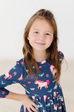 Painted Skies 3/4 Sleeve Pocket Twirl Dress - The Milk Moustache