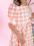 Pocket Puff Sleeve Twirl Dress in Scarlet Plaid - The Milk Moustache