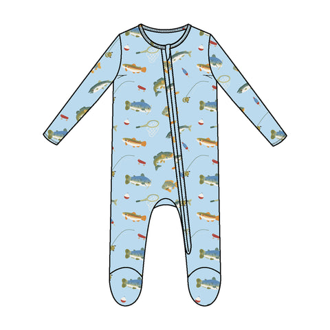 Two-Way Zipper Footie - Fishing