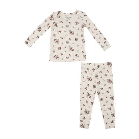 Two-Piece Lounge Pajama Set - Misty Floral Rose