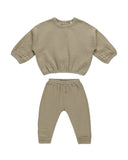 Textured Sweat Set - Olive