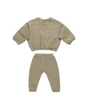 Textured Sweat Set - Olive