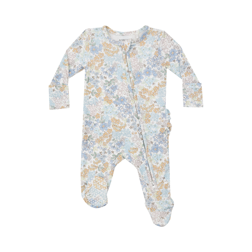 Two-Way Zipper Footie - Edith's Floral - The Milk Moustache