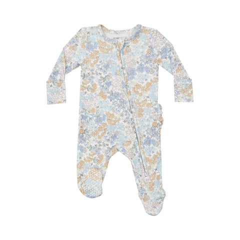 Two-Way Zipper Footie - Edith's Floral - The Milk Moustache