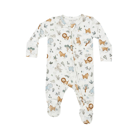 Two-Way Zipper Footie - Delicate Safari