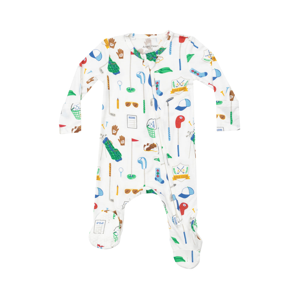 Two-Way Zipper Footie - Golf Club White