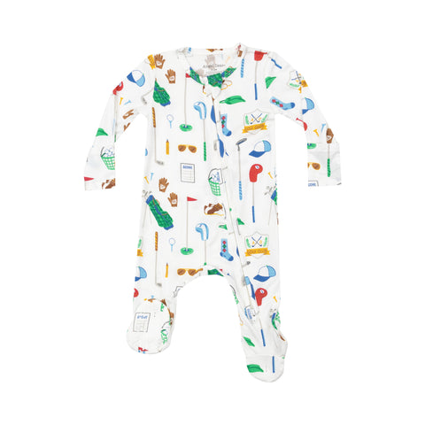 Two-Way Zipper Footie - Golf Club White