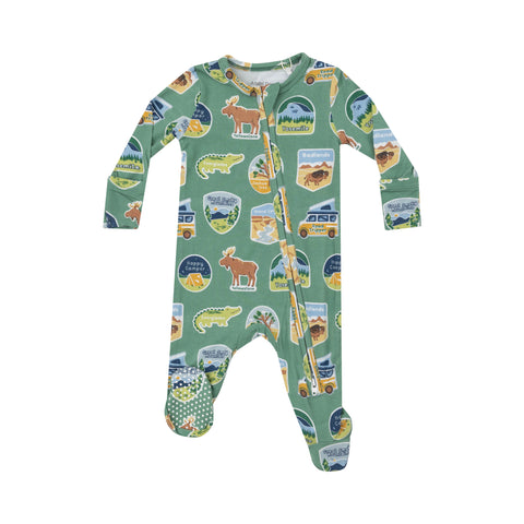 Two-Way Zipper Footie - National Park Stickers