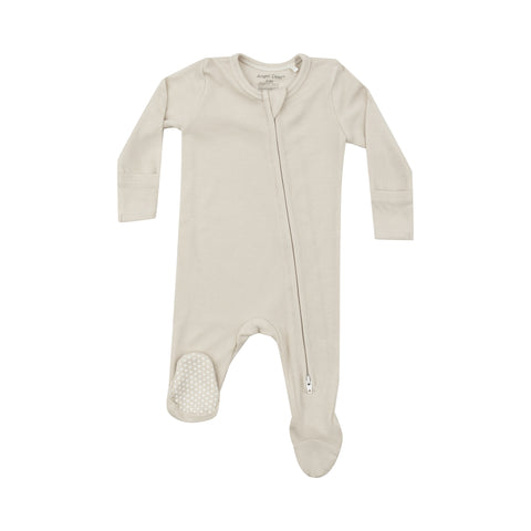 Two-Way Zipper Footie - Ribbed Solid Birch
