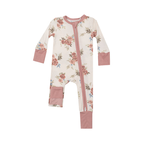 Two-Way Zipper Romper - Romantic Roses