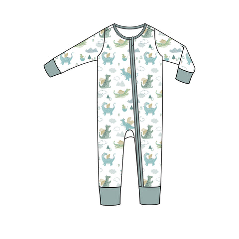 Dragons Two-Way Zipper Romper - The Milk Moustache