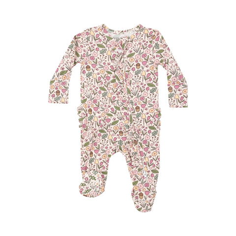 Two-Way Zipper Footie - Acorn Floral