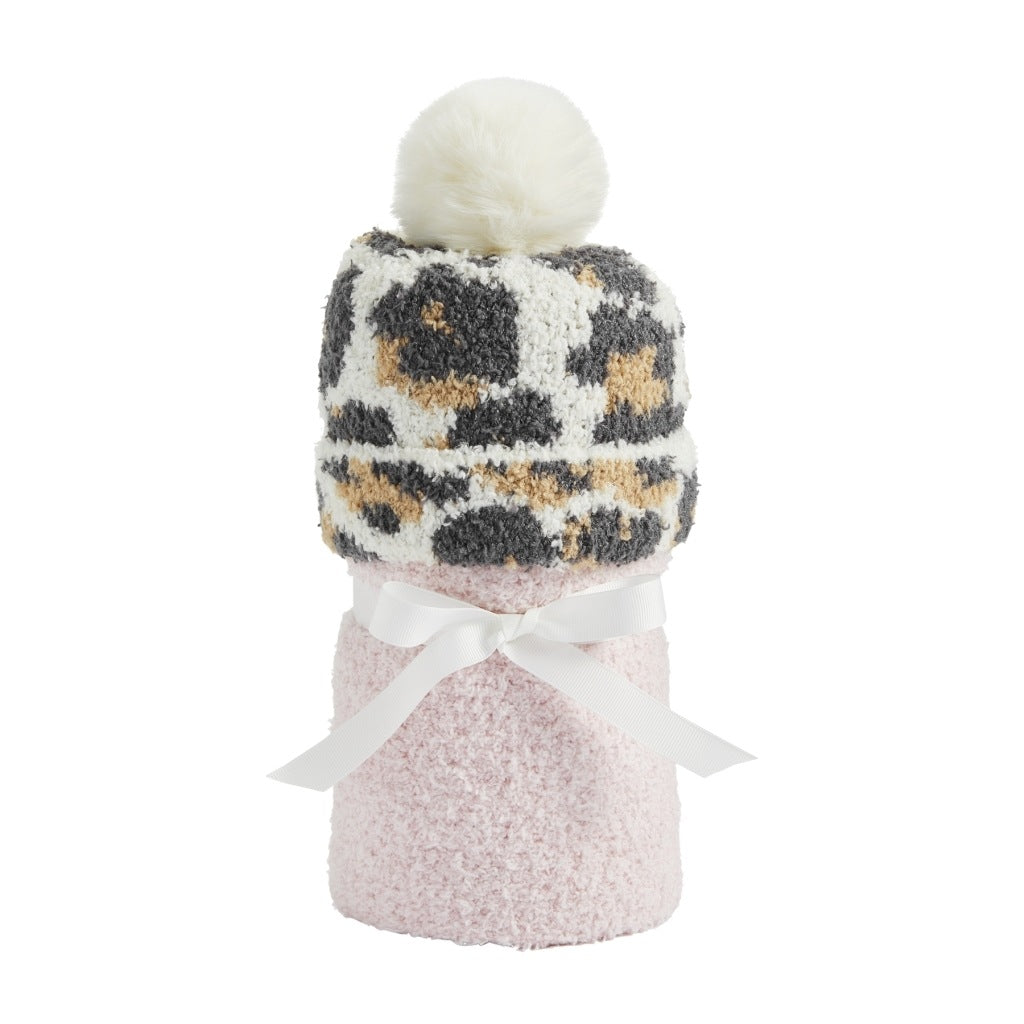 Pink Blanket & Leopard Hat Set - The Milk Moustache