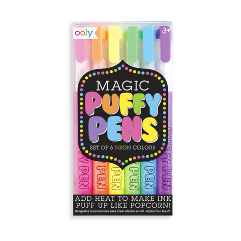 Magic Neon Puffy Pens - Set of 6 - The Milk Moustache