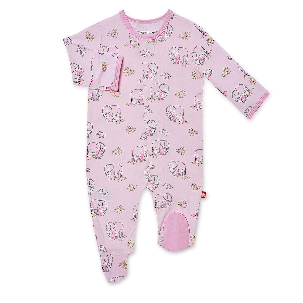 Magnetic Me Love You A Ton Pink Modal Footie - The Milk Moustache