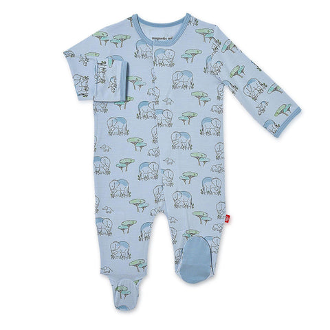 Magnetic Me Love You A Ton Blue Modal Footie - The Milk Moustache