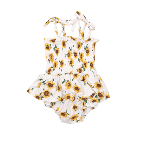 Sunflower Ditsy Smocked Bubble with Skirt - The Milk Moustache