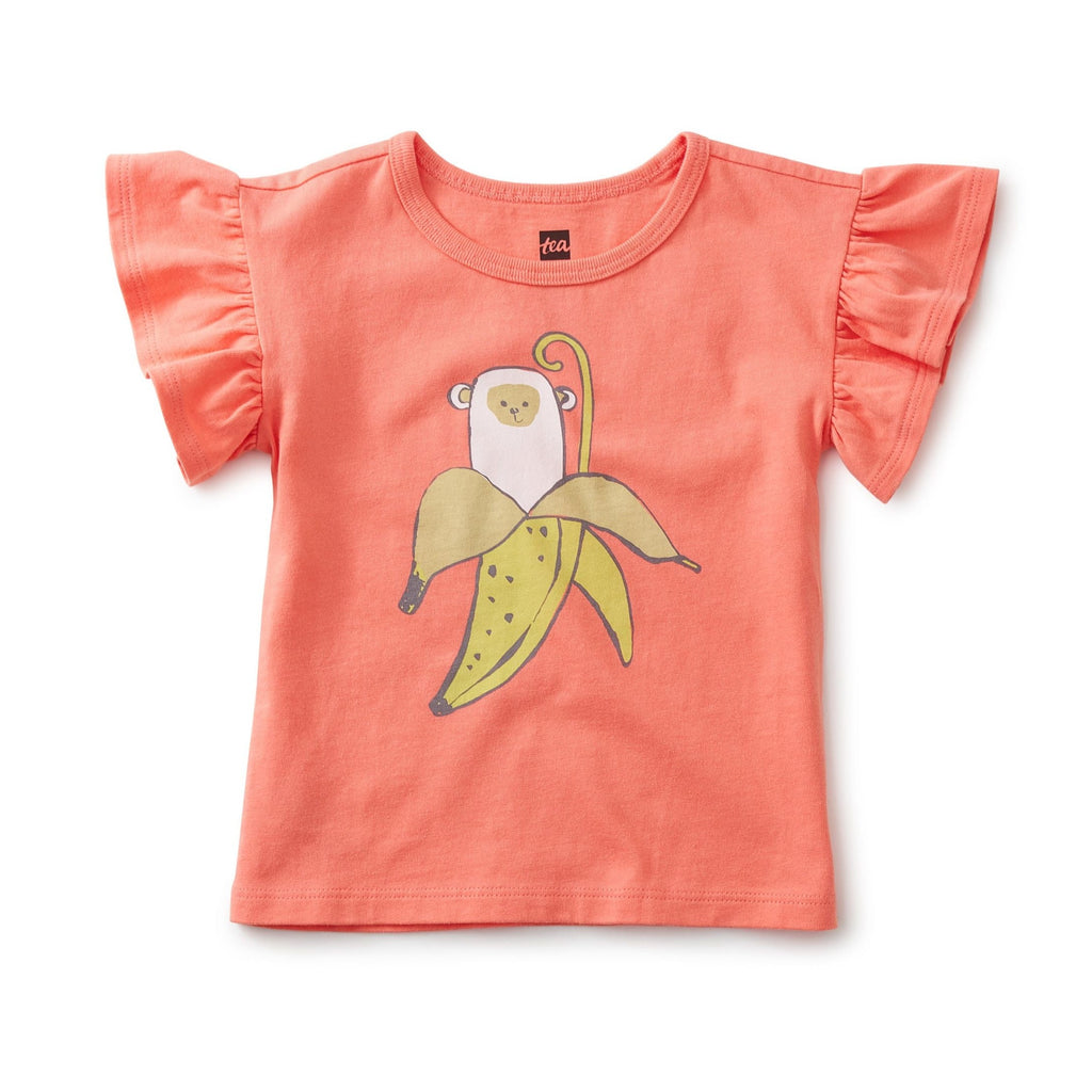 Tea Collection Flutter Sleeve Baby Tee - Sunset Pink Banana - The Milk Moustache