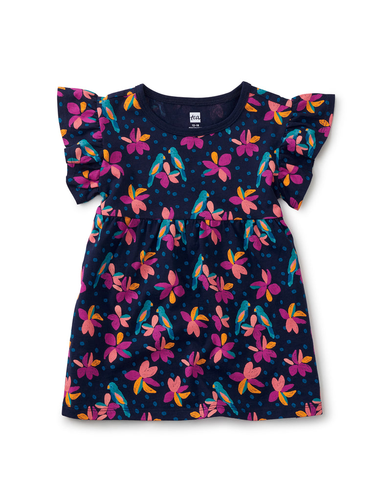 Tea Collection Ruffle Sleeve Baby Dress - Tropical Bird - The Milk Moustache