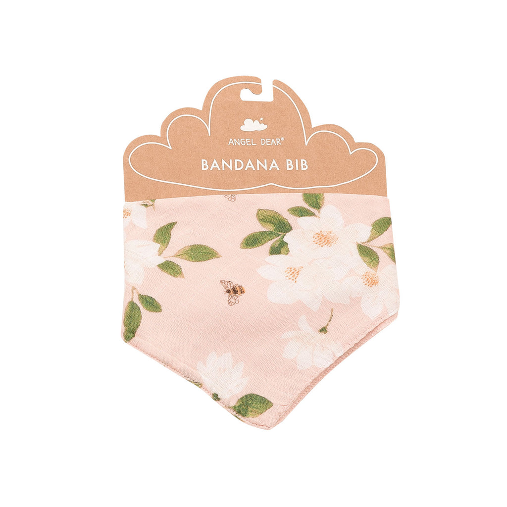 Pink Magnolia Muslin Bandana Bib - The Milk Moustache