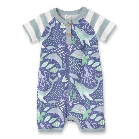 Blue Kingdom Henley Shorty Romper - The Milk Moustache