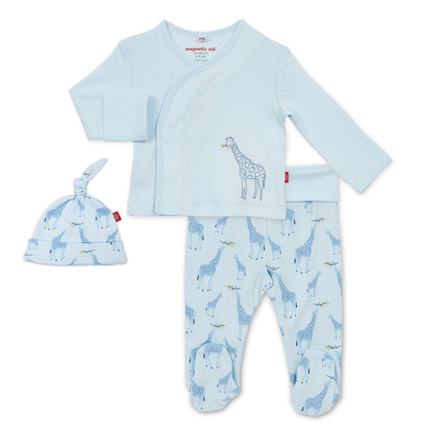 Magnetic Me Blue Jolie Giraffe Organic Kimono Set - The Milk Moustache
