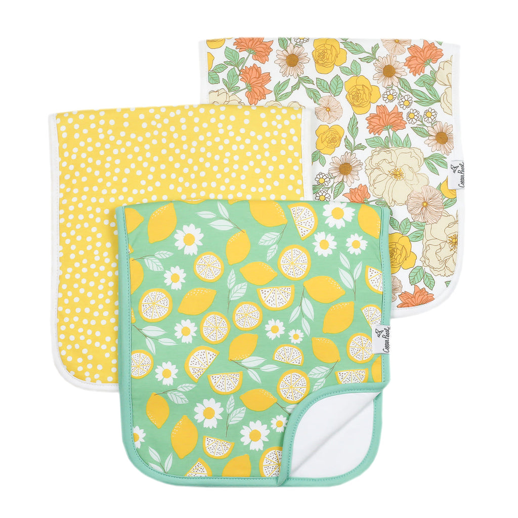 Copper Pearl Burp Cloth Set - Lemon - The Milk Moustache