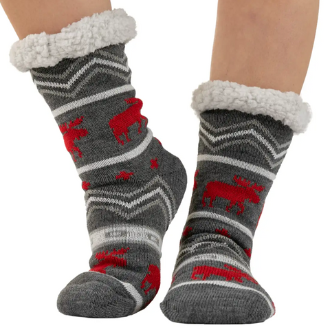 Cabin Moose Adult Plush Socks - The Milk Moustache