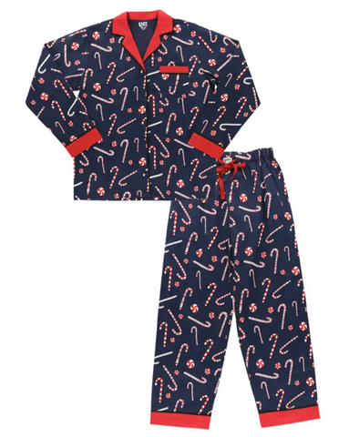 Women's Candy Cane Button-Down Pajama Set - The Milk Moustache