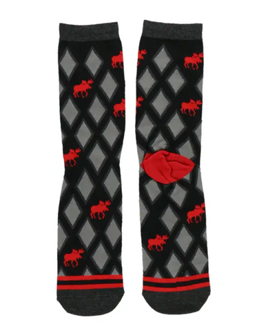 Red Argyle Moose Adult Socks - The Milk Moustache