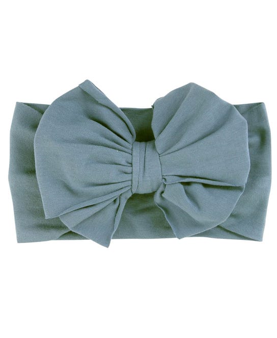 Antique Blue Big Bow Headband - The Milk Moustache