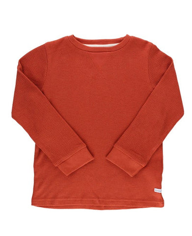 Red Waffle Knit Crew Neck Shirt - The Milk Moustache