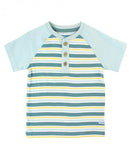 Blue & Mango Stripe Henley Tee - The Milk Moustache